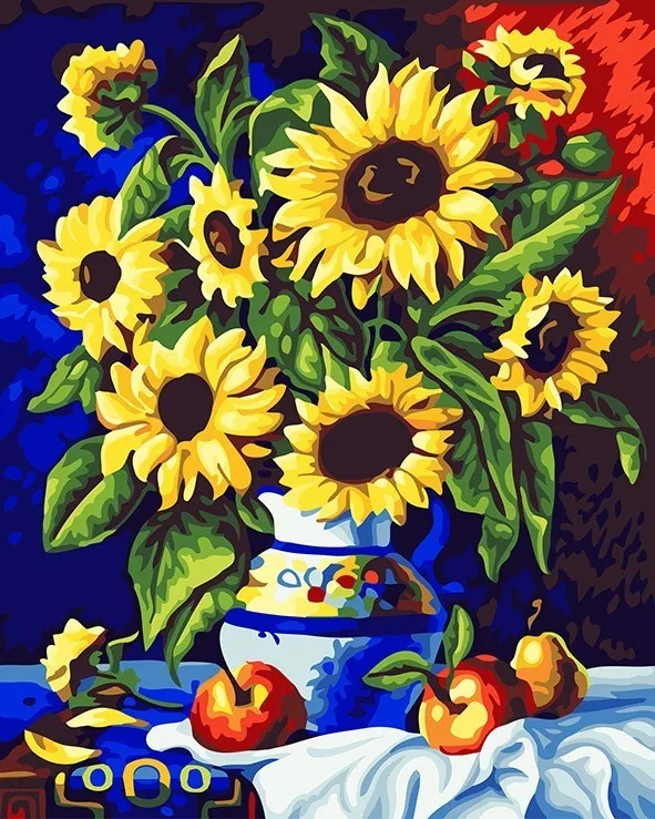 AZQSD Painting By Numbers Paint Sunflower Garden DIY Canvas Picture Hand Painted Oil Painting Flowers Home Decoration K468 - Цвет: SZYH-K154