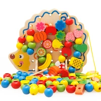 diy wooden fruit and vegetables toys mixed color beads hedgehog montessori early education gifts