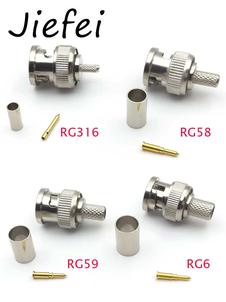 2 комплекта 3 компонентный штекер BNC RG316 RG58 RG59 RG6 обжимной кабель Coax прямой разъем