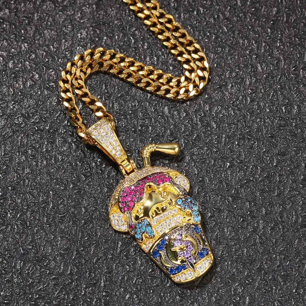 В стиле хип хоп с креплением микро паве мульти Цвет AAA CZ камень Bling из мультфильма