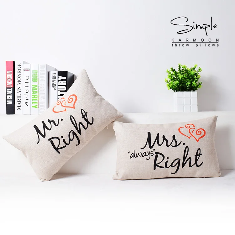 Mr Mrs Подушка Чехол mr. Right всегда прав чехол для поясничной подушки s Юбилей