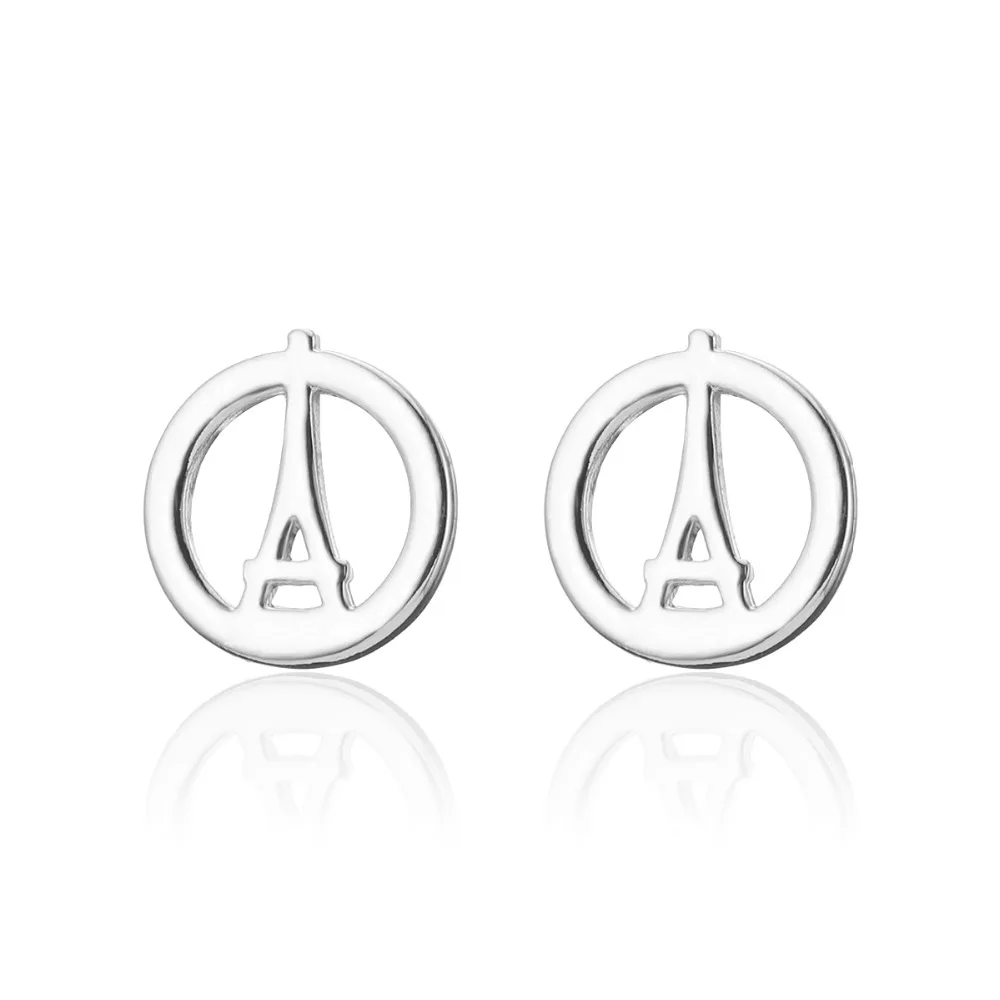 Tower Gold Korea Earrings For Women Cute Small Round Hollow Stud Earring pendientes mujer Fashion Jewelry 2019 New | Украшения и