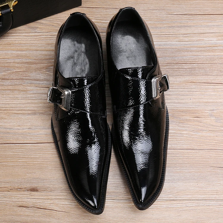 Британский Стиль Моды Мужская Обувь Острым Носом Пряжкой Верхнего Качества