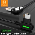 USB-кабель MCDODO 3A Type-C, светодиодный шнур для быстрой мобильный телефон, зарядное устройство для передачи данных для Samsung Galaxy, Xiaomi, Mi, Redmi Note, Huawei