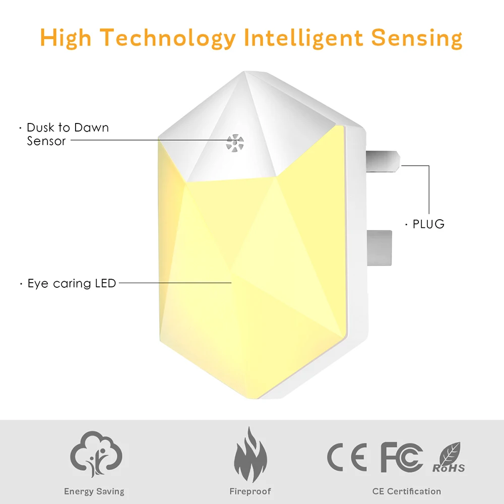 Мини ночник с датчиком света лампа для спальни подарок ребенка умный дом AC100V 240V