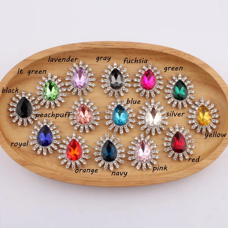 

50 pcs/ lot , 27mm NEW Crystal rhinestone button with flatback for flower center embellishment hair bow craft DIY retro color