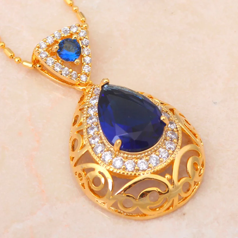 Желтое Золото Тон Голубой цирконий Кристалл здоровья Никель и свинец серьги