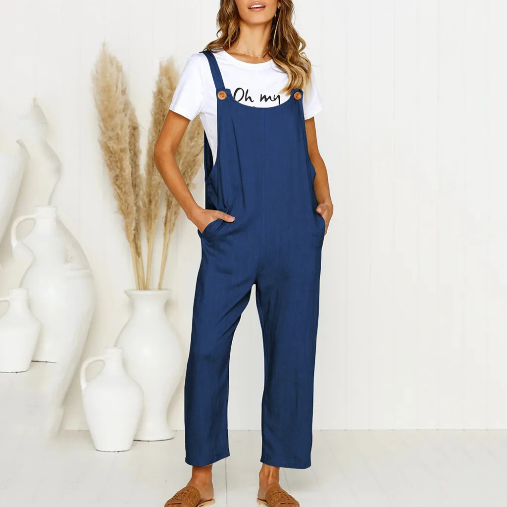 Боди Femme Mono Mujer Largo Elegante combishorts, Женский Повседневный свободный мешковатый комбинезон с карманами, комбинезон, брюки, комбинезоны Z4