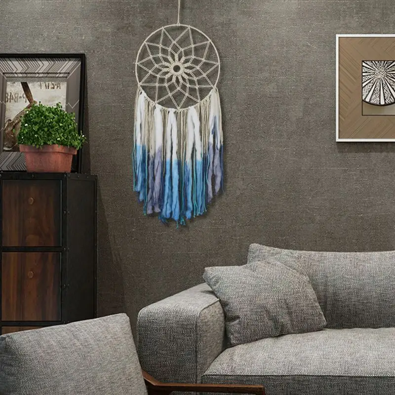 

Handmade Bohemian Macrame Woven Dream Catcher Knitting Wind Chime Wall Hanging Home Car Decoration Craft