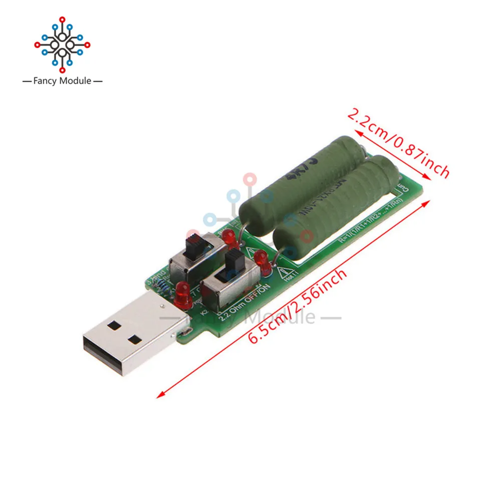 USB мини разряда нагрузочный резистор 2A/1A с переключателем 3V 5V 1A ток 2A 3A Батарея