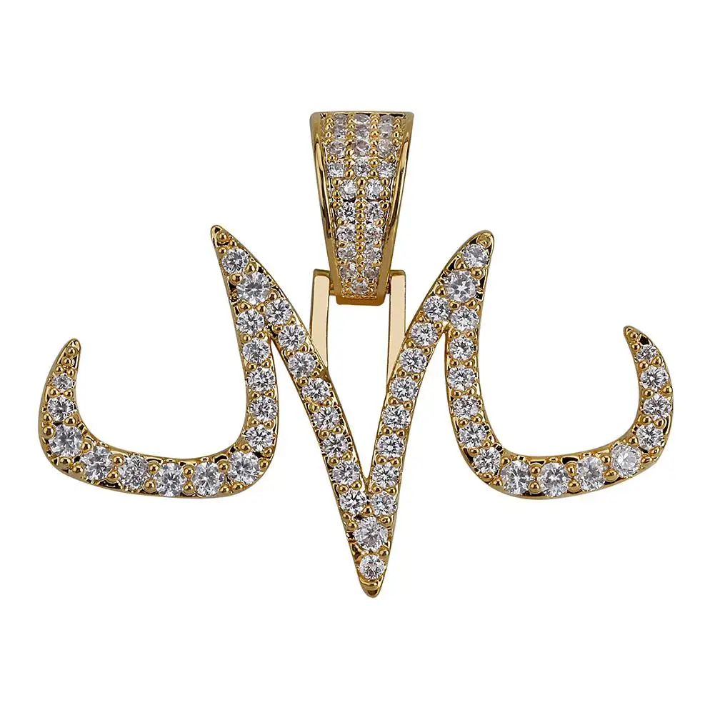 P18120011-G Новые Пользовательские Iced Out Majin кулон ожерелье мужские белые и золотые финишные цепи хип хоп ювелирные изделия золотые подвески серебряного цвета - Окраска металла: P18120011-G