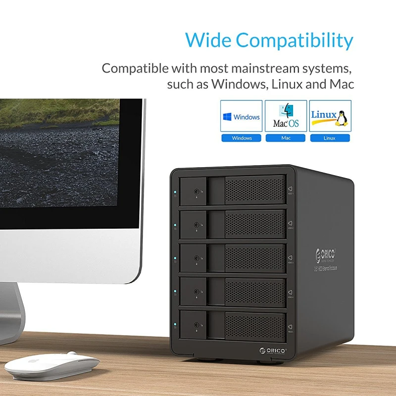 ORICO инструмент Бесплатная Алюминий USB 3.0 5bay 3.5 дюймов жесткого диска SATA HDD