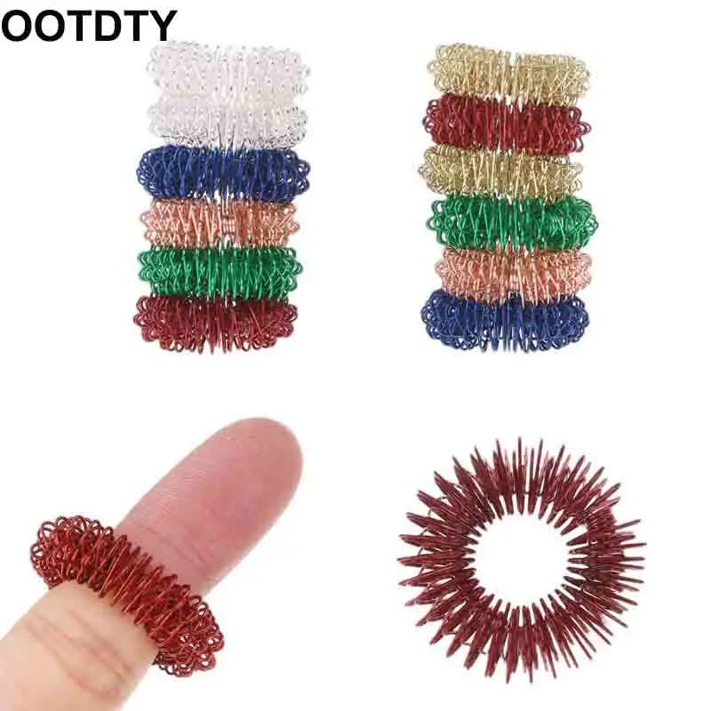 

12PCS Spiky Sensory Finger Acupressure Ring Fidget Toy For Kids Adults Silent Stress Relief Massager Helps With Focus ADHD Autis