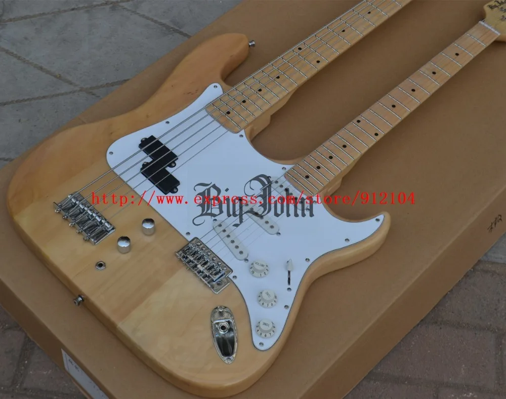 New Big John Double Neck 5 струн электрический бас с 6 струнами гитара корпусом из липы
