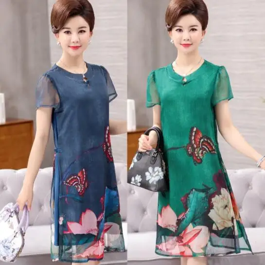 Шифоновые платья из шелкопряда Новинка лета 2019 женское платье большого размера с