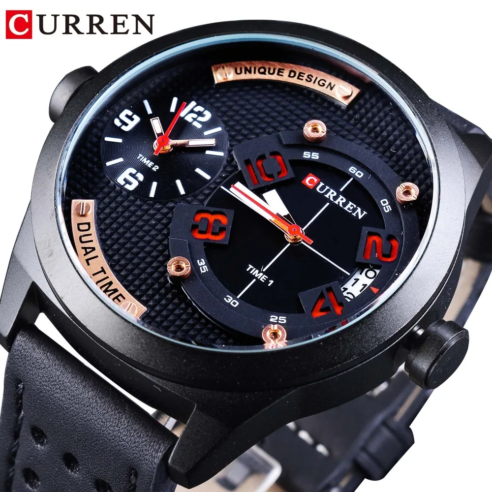 Часы CURREN Мужские с большим циферблатом брендовые Роскошные Кварцевые спортивные