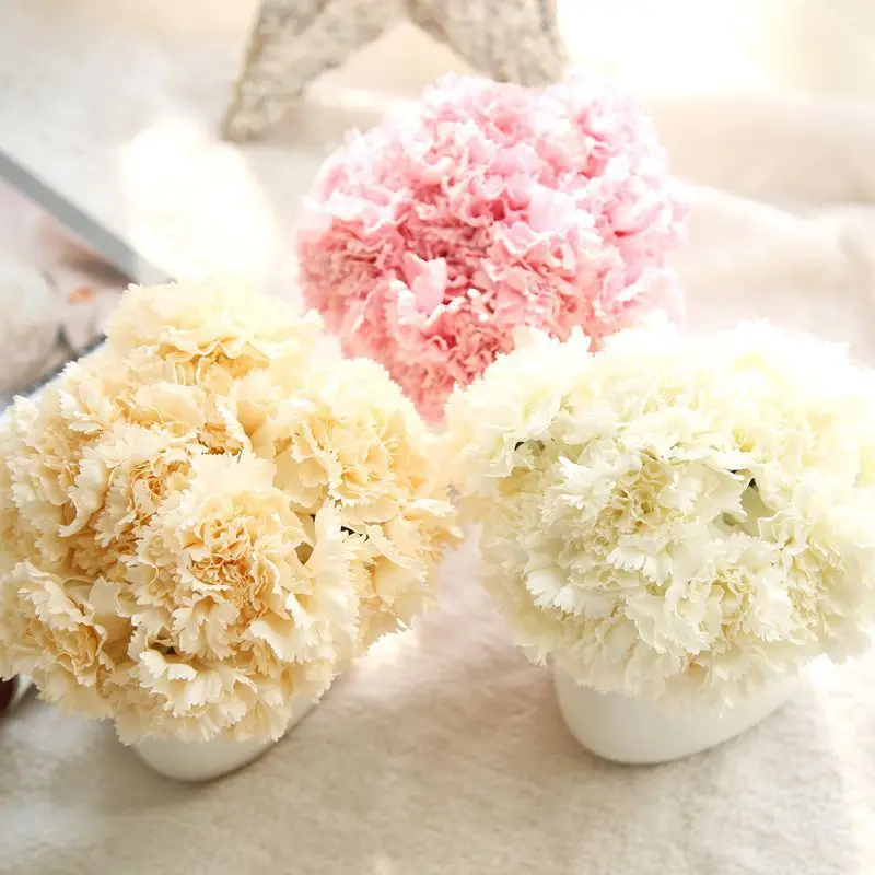 

5 Heads/bunch Silk Artificial Flowers Carnation Bridesmaid Bridal Bouquet Artificial Flower For Party Wedding Decoration