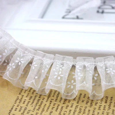 see chart 1M Tulle Lace Trim 2.5cm Flower Laces Ribbon Dolls Dress Sewing Accessories Snowflake Print Lace Fabric Trimmings Clothing RT15 - Цвет: see chart
