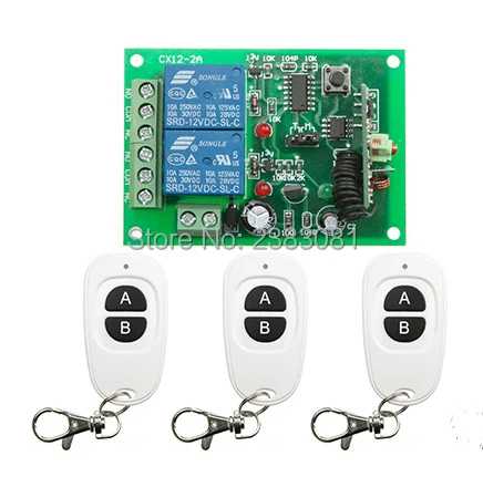 

DC12V 2CH RF Wireless Mini Switch Relay Receiver Remote Controllers & 3* White AB keys Waterproof Transmitter Toggle Momentary