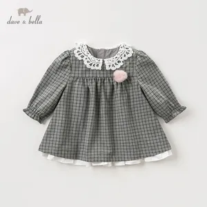 Dave bellaDB11837 осеннее милое клетчатое платье принцессы для маленьких девочек, детские вечерние платья, детская одежда в стиле Лолита