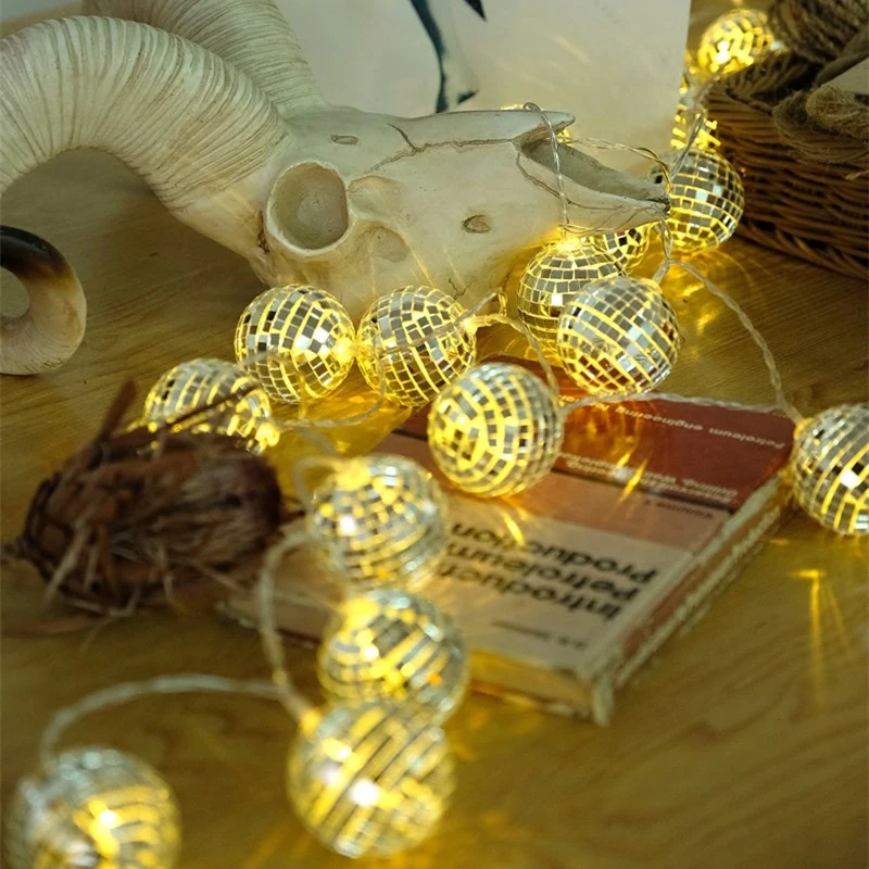 10Led 5cm Fairy Mirror Mosaic Battery Operated String Light 1.5m LED Decoration For Christmas Garland New Year gerlyanda 2018 | Лампы и