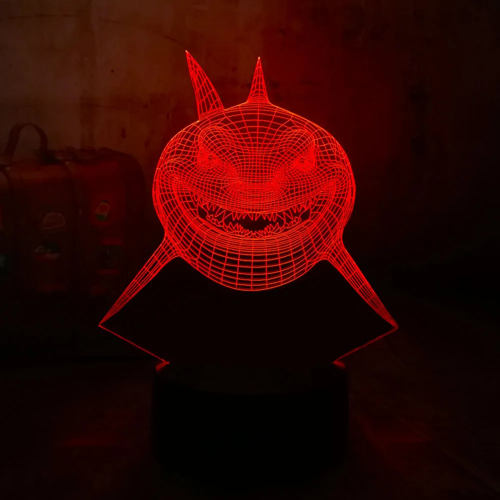 Новый Акулья пасть животного Белая Акула 3D светодиодный акриловый RGB Ночной