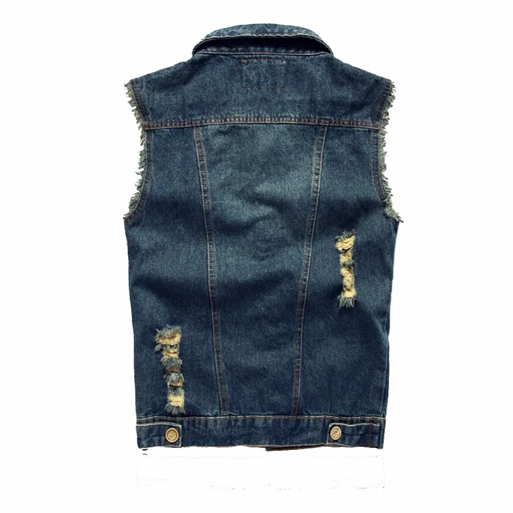 Для мужчин джинсовый жилет весна и лето-осень без рукавов в ковбойском стиле