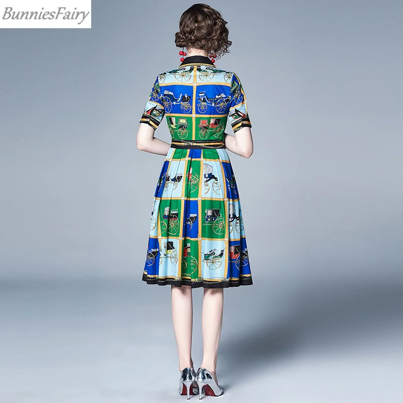 BunniesFairy 2019 новые летние Винтаж Ретро колёса и цепи узел цветочный принт короткий