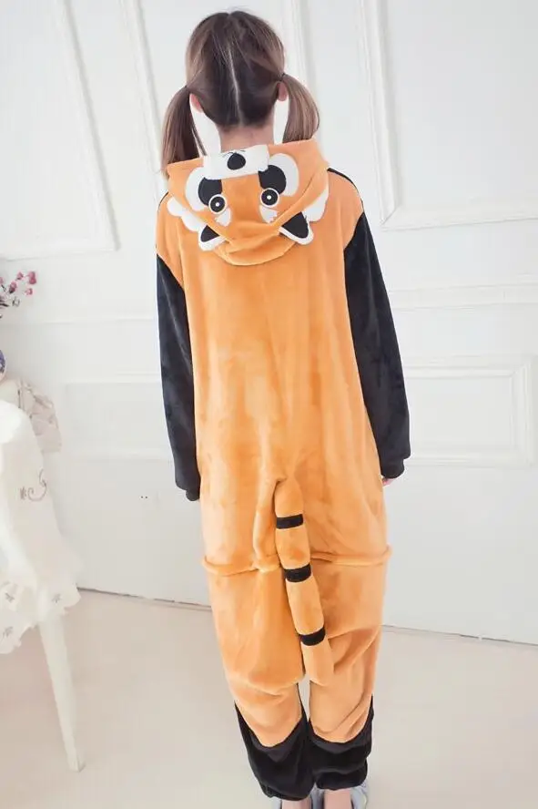 Аниме животное Енот Onesie Хэллоуин Косплей пижамы костюмы для косплея взрослых
