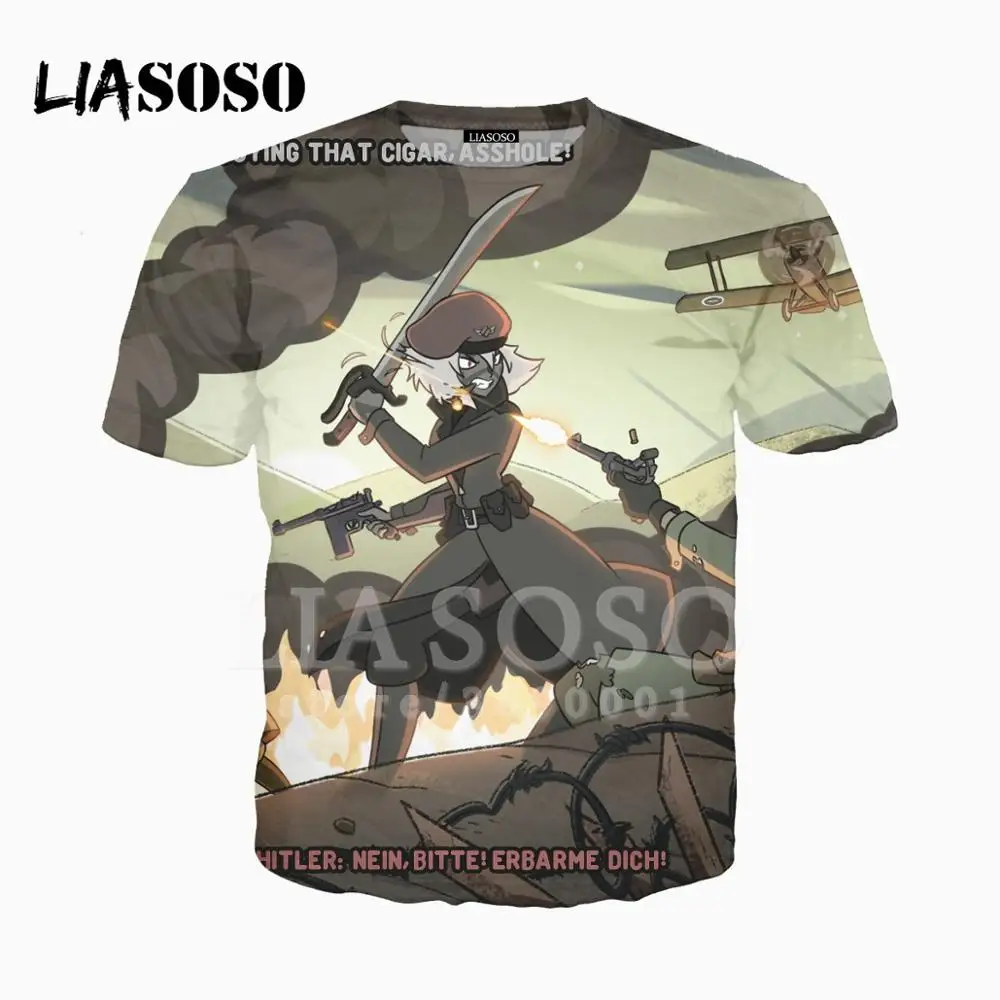LIASOSO, 3D принт, для женщин и мужчин, японское аниме, Youjo Senki Tanya Degurechaff, футболка, летняя футболка, хип-хоп пуловер, короткий рукав, X1575 - Цвет: 17