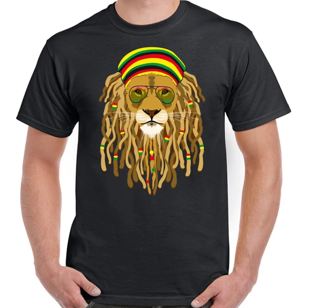 Пользовательские Дизайн футболки короткий рукав Для мужчин Dreadlock Лев с оттенками
