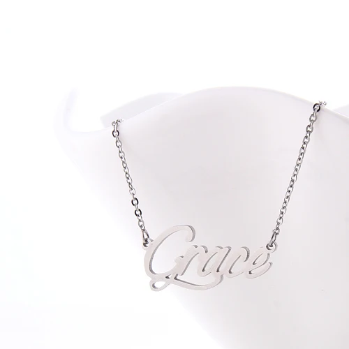Dainty Grace Name Necklace for Women Kids Script Pendant Gold Stainless Steel Popular Nameplate Letter Jewelry Gift NL2422 | Украшения и