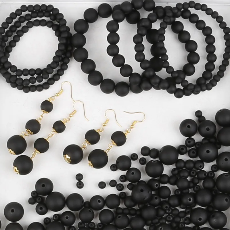 Pick Size 6-16mm Frost Matt Surface Black Round Beads ABS Plastic Loose Spacer for DIY Jewelry Findings | Украшения и аксессуары