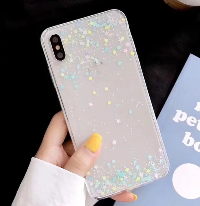 white colorful Блестящие звезды с блестками Мягкий силиконовый чехол для samsung Galaxy A30 A10 A20 A40 S A60 A70 A50 телефон Сумки J4 J6 крышка A9S A750 - Цвет: white colorful