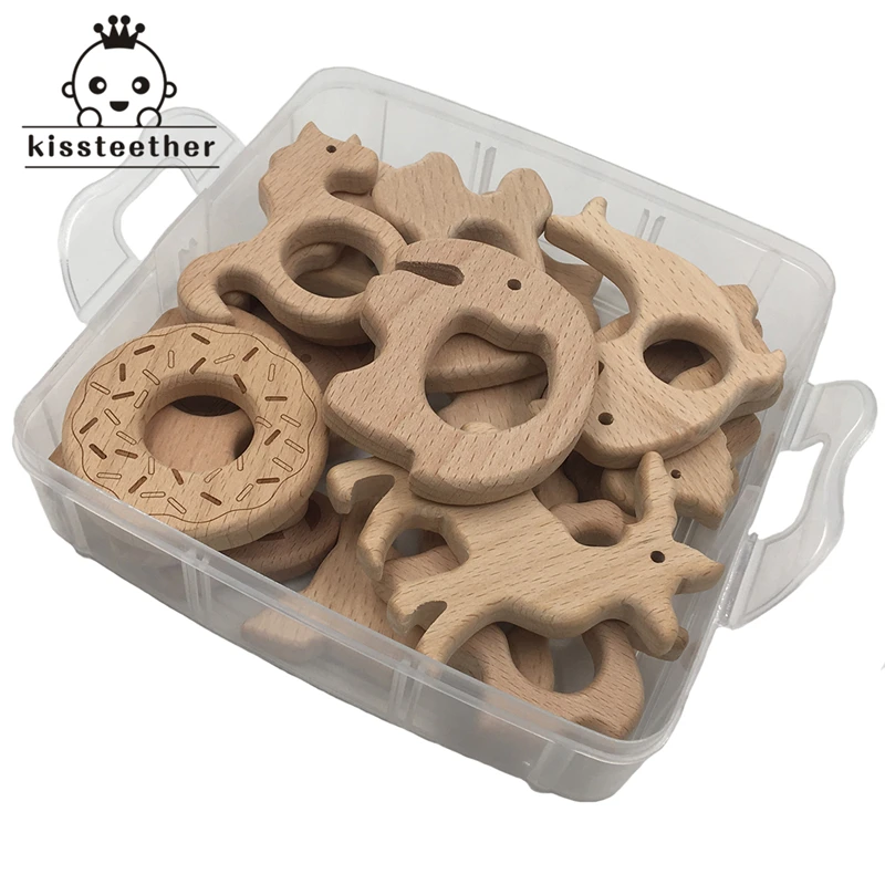 Детский Прорезыватель для зубов 4 шт. в упаковке Буковые Прорезыватели