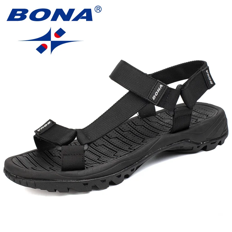 Black BONA/Новинка; Лидер продаж; стильные мужские сандалии; нескользящая Летняя обувь; мужские тапочки-светильник; мужская обувь на плоской подошве; 39,2 - Цвет: Black
