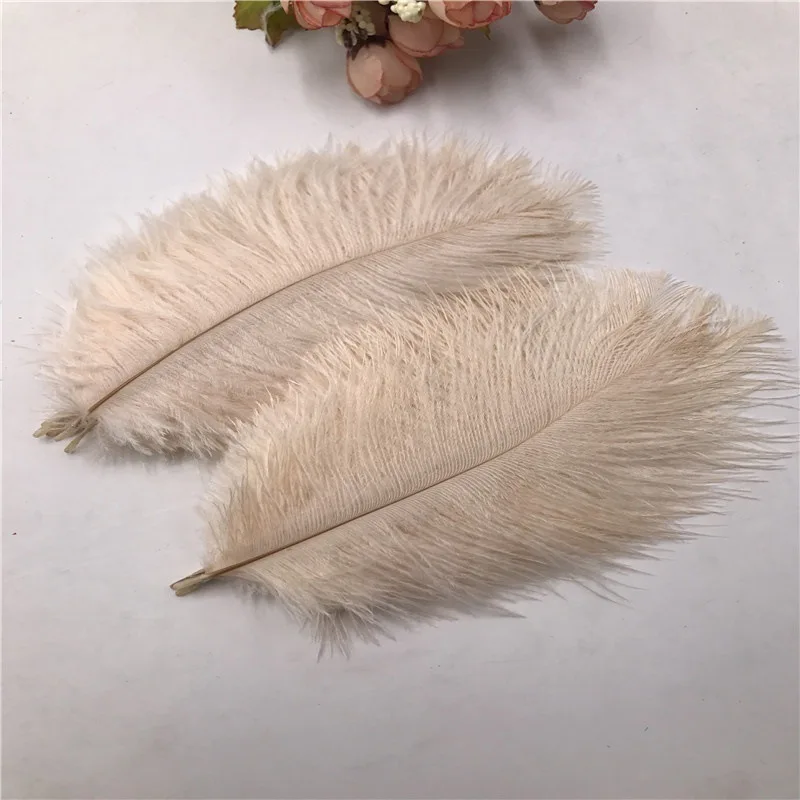 beige Розовый 15-20 см перья день рождения страуса украшение свадьбы перо поставки белые фоны фото реквизит вечерние настенные украшения - Цвет: beige