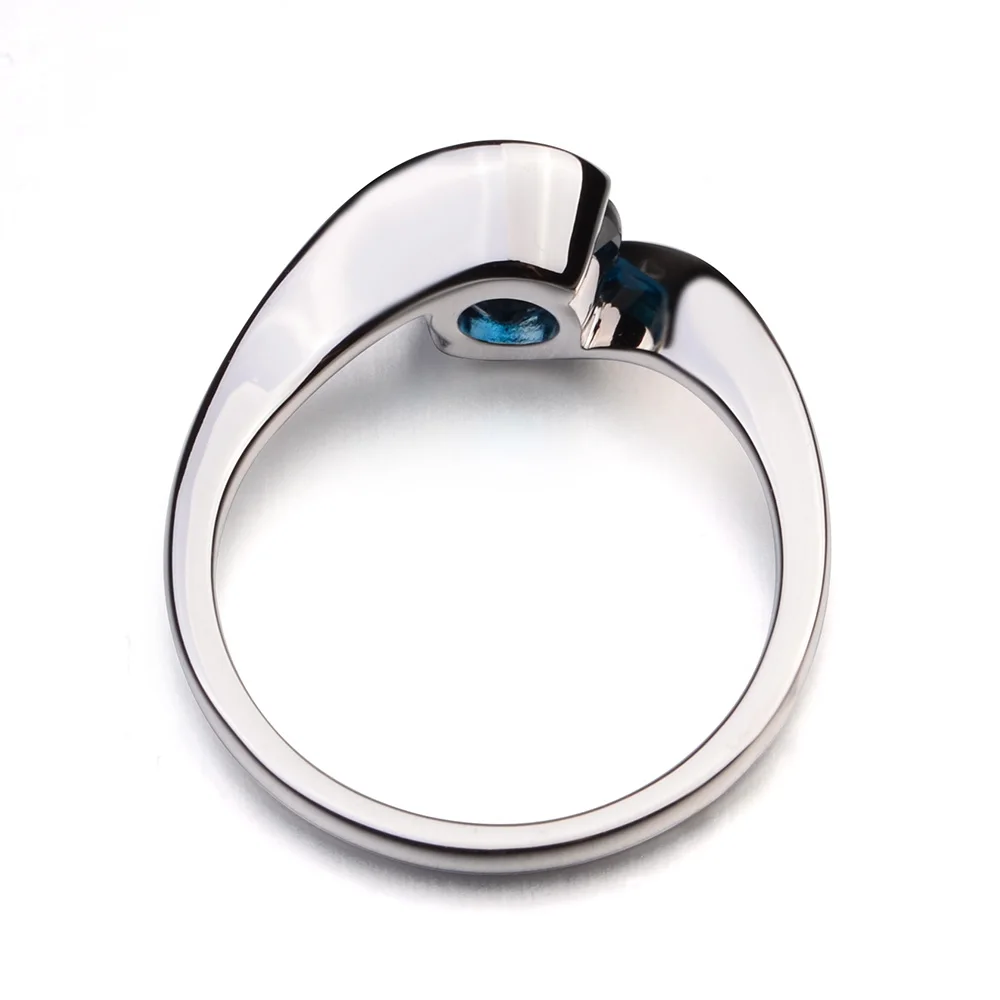 Украшения leige 1.68ct London Blue Topaz твердое кольцо из стерлингового серебра 925 пробы