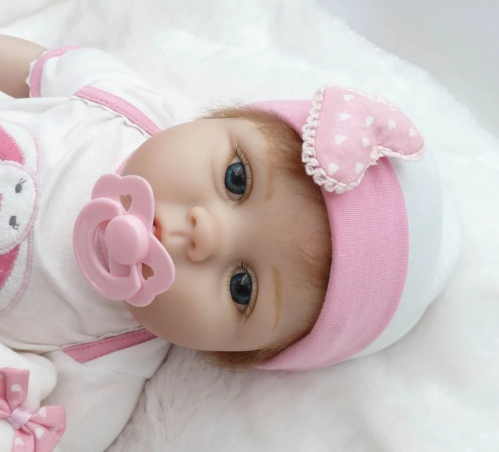 Куклы для маленьких девочек 22 &quotсиликоновые куклы Reborn pink rabbit одежда плюшевая