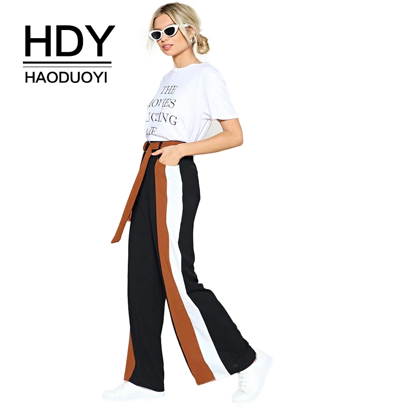 Свободные удобные широкие брюки HDY Haoduoyi тонкие спортивные с высокой талией|Брюки|
