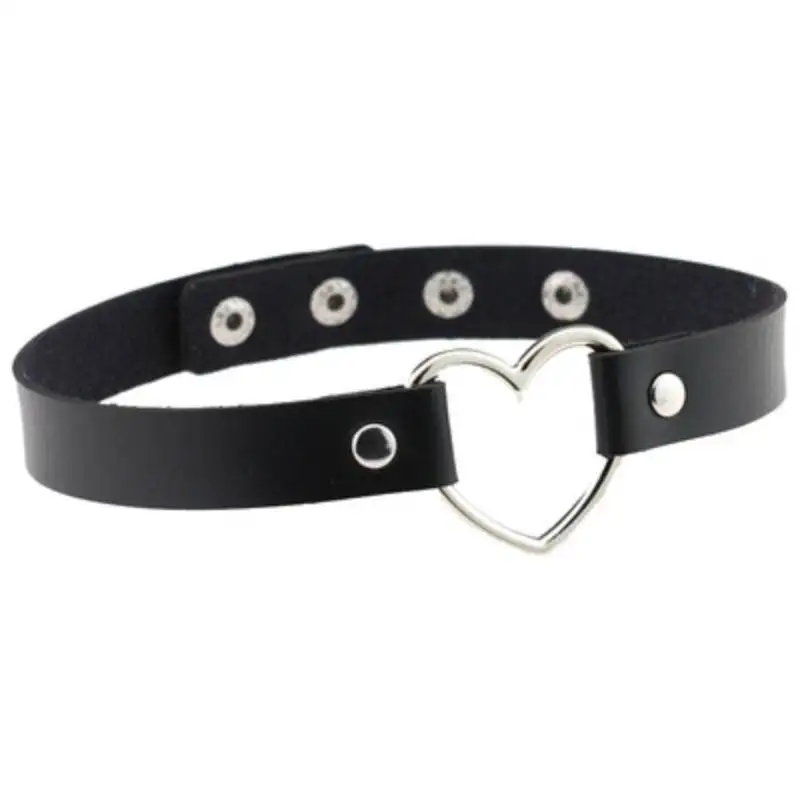 

Japanese Dark Lolita Gothic Harajuku Necklace Gear Heart Metal Collarbone Chain Necklace Black White Neck Band Women Cosplay