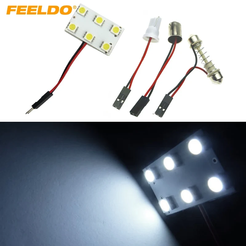 FEELDO 1 шт. белый 6SMD 5050 3 Chips Автомобильный светодиодный светильник Панель с