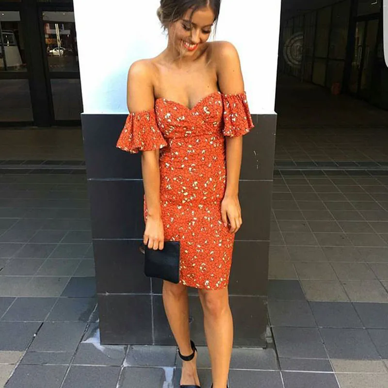 Женское платье мини ELSVIOS повседневное Клубное с коротким рукавом и принтом лето