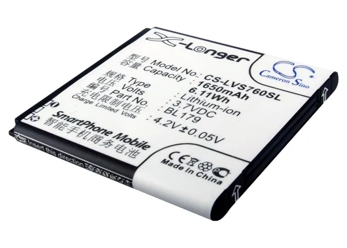 Аккумулятор Cameron Sino 1650 мАч для Lenovo A668t A690 A698T A780 a790e K2 S680 S760 ioneer B40 Pioneer E60W PAP4322 Duo |