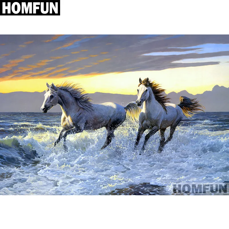 Алмазная 5D Вышивка HOMFUN A01229 полноразмерная/круглая картина Морская лошадь