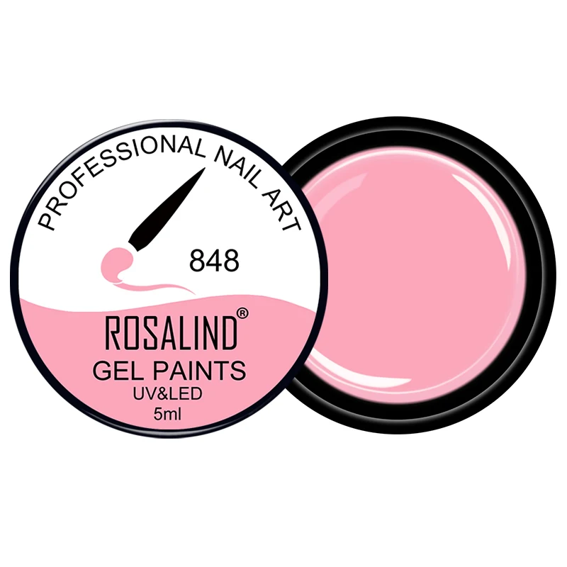 Профессиональный замачиваемый светодиодный гель для ногтей, арт Rosalind, фирменный пигмент, розовый, красный, телесный стиль, красочная живопись, УФ-гель для ногтей - Цвет: 848