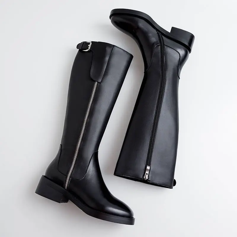 ALLBITEFO high quality genuine leather+pu women knee high boots new winter snow women boots ankle boots for women girls shoes