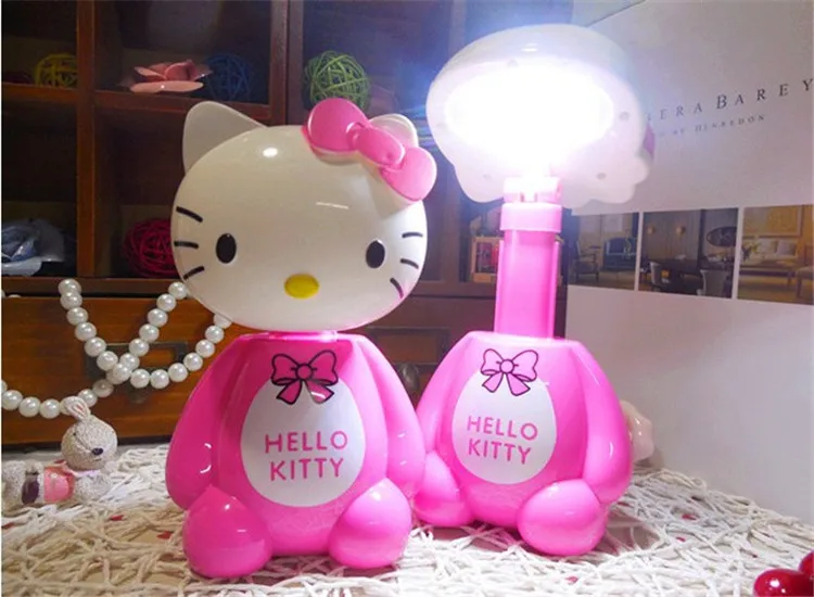 Горячая новинка светодиодный перезаряжаемый Настольный светильник hello kitty гибкий Ночной светильник 12 Светодиодный 220 В лампа для чтения для защиты глаз студента