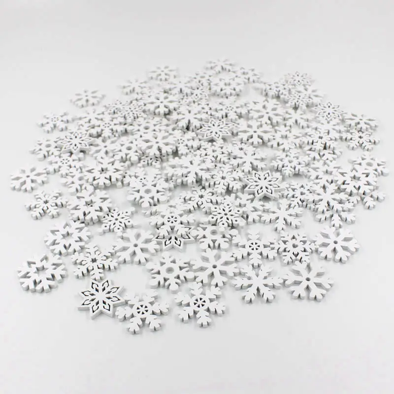 30/100PCs Wood Chip Sewing Buttons Scrapbooking Snowflake White 25mm Dia. Costura Botones Decorative Access | Дом и сад