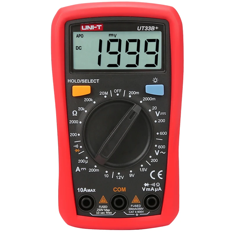 UNI T UT33A +/UT33B +/UT33C +/UT33D + мультиметр размера ладони 1999 дисплей Цифровой
